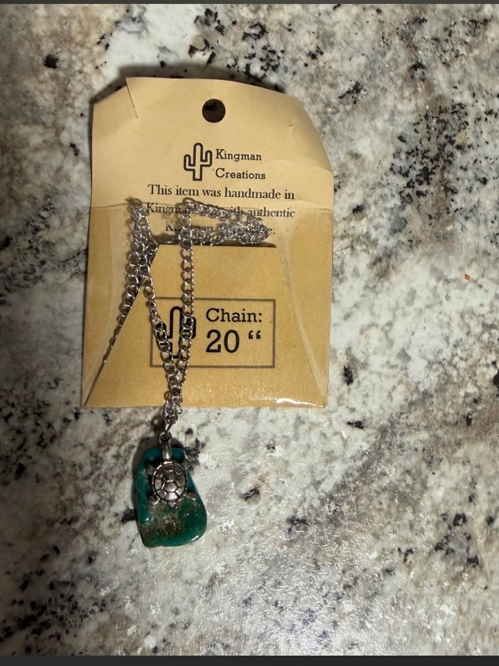 Turquoise Turtle Pendant Necklace - Silver Chain